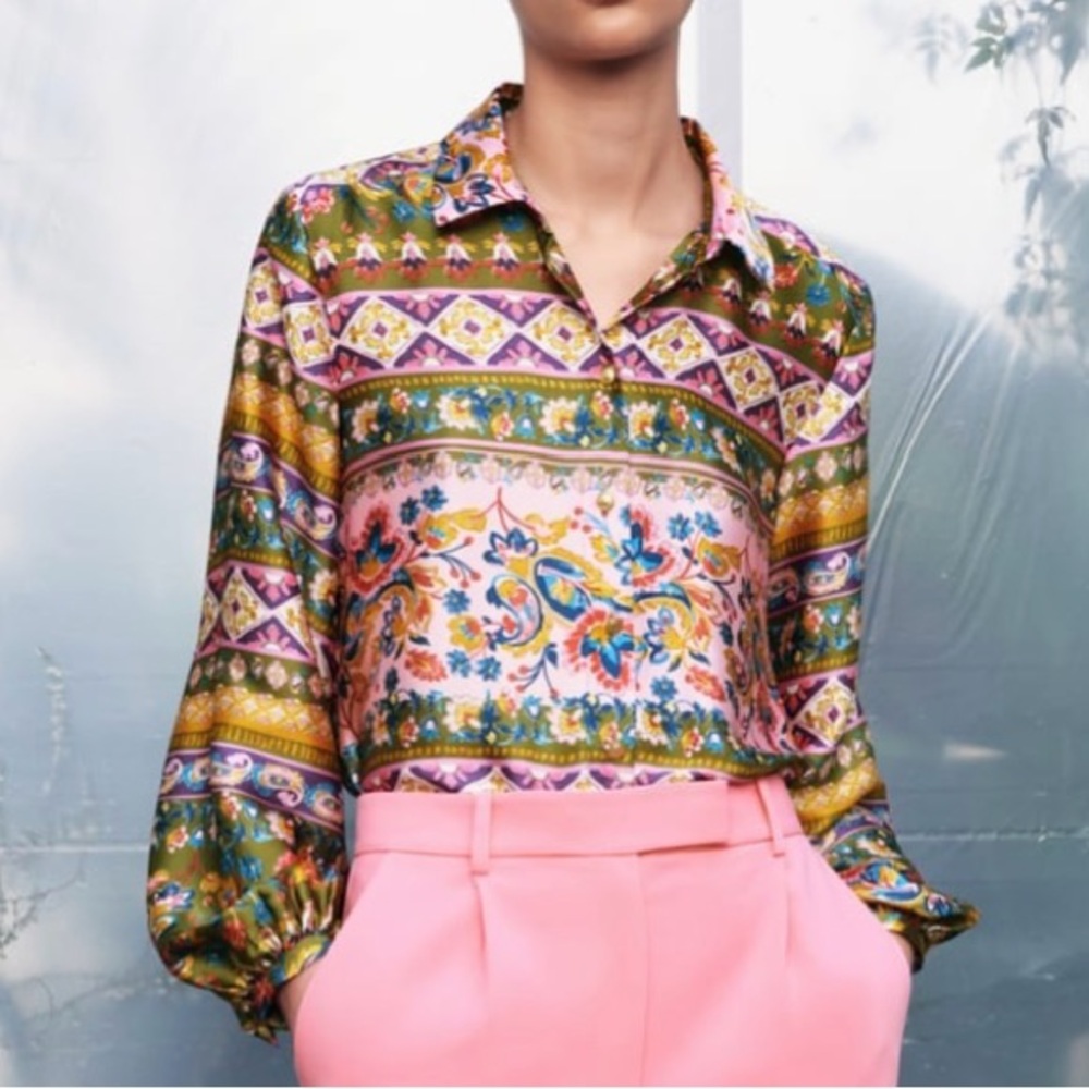 ZARA Satin printed blouse